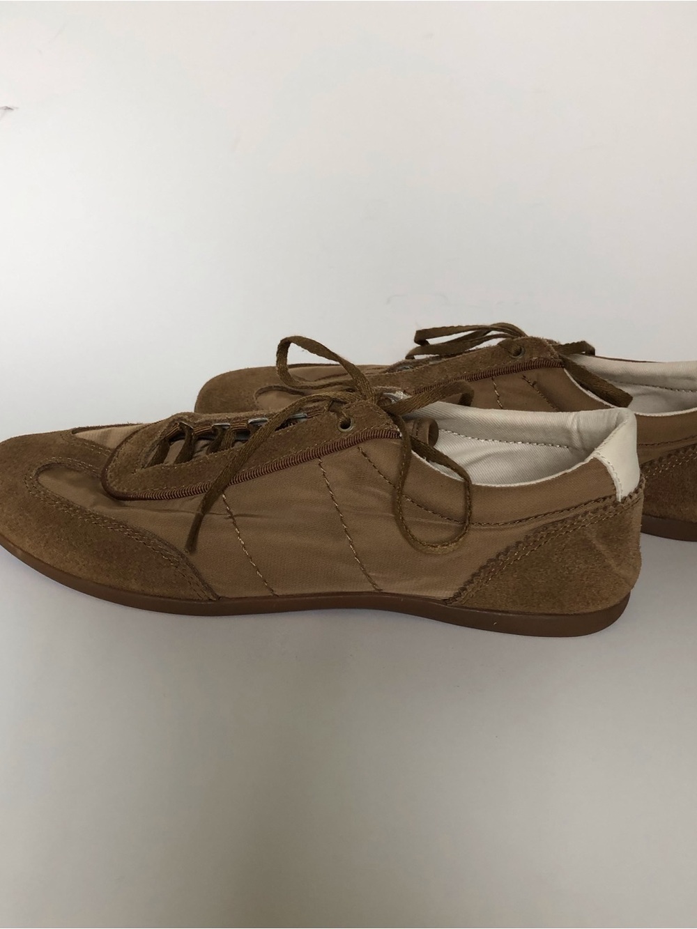 Zara Tan Suede & Canvas Lace-Up Sneakers